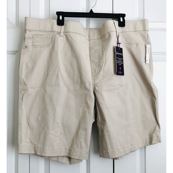 Gloria Vanderbilt Women's Bermuda Short Chino High rise Size 24W Pullon Elastic - Picture 1 of 5
